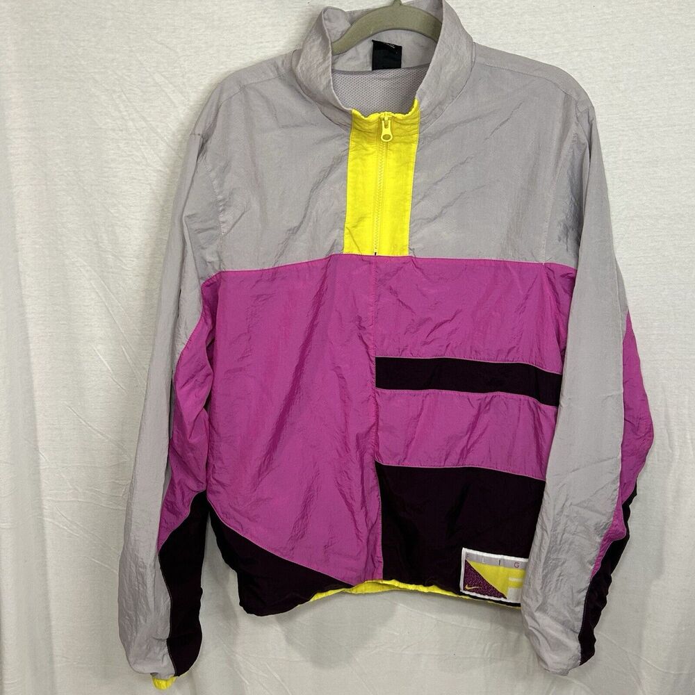 Nike Men's Flight Basketball Jacket Grey/Pink CN8508-623 1/2 Zip Size Small